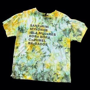 Forever 21 Green and Yellow Tie-Dye Tee